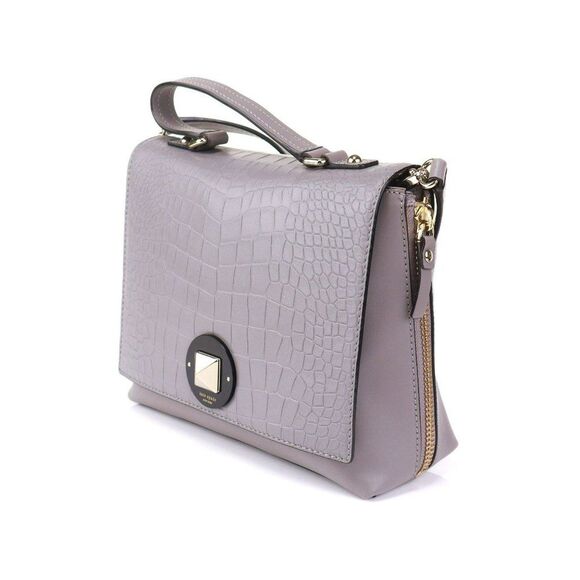 NWT Kate Spade Varick Street ABBIE Croc Satchel Gray - Picture 6 of 11